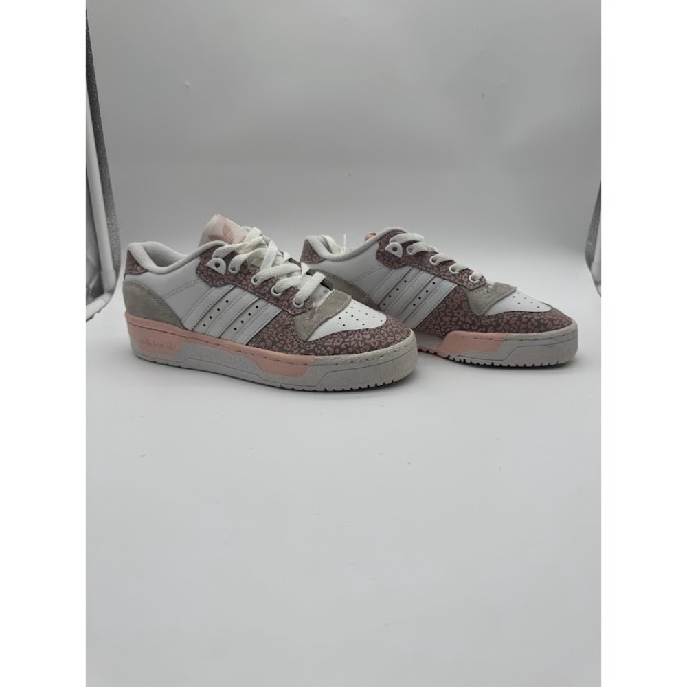Adidas Rivalry Low White Pink Leopard Print Sneakers FW0661 Mens 6 Womens 7.5